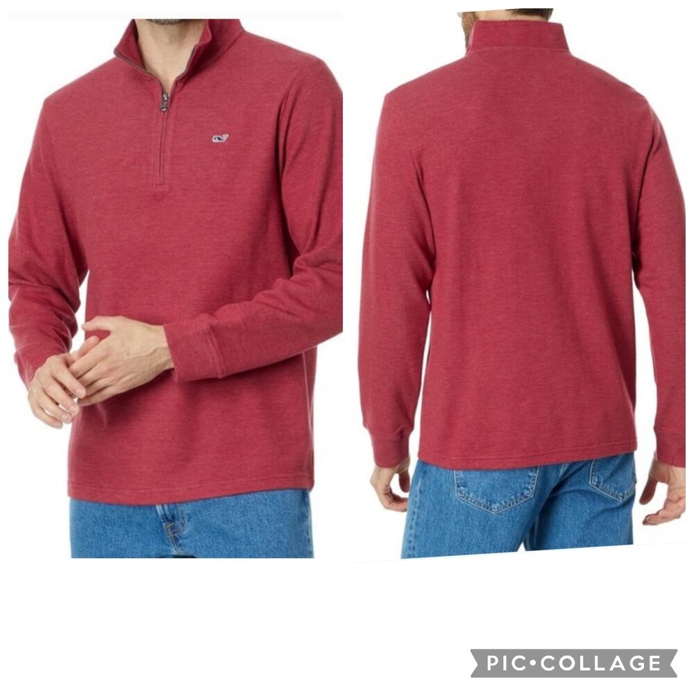 Vineyard Vines Men's Saltwater Quarter-Zip Pullover Red Velvet Crimson XXL